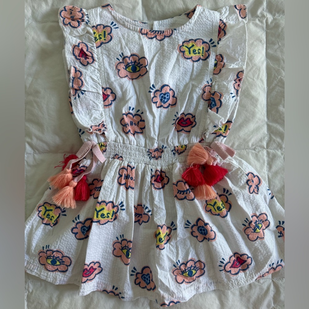 Baby Girls Printed Dress with‎ Smocked Waistband - Picture 3 of 8